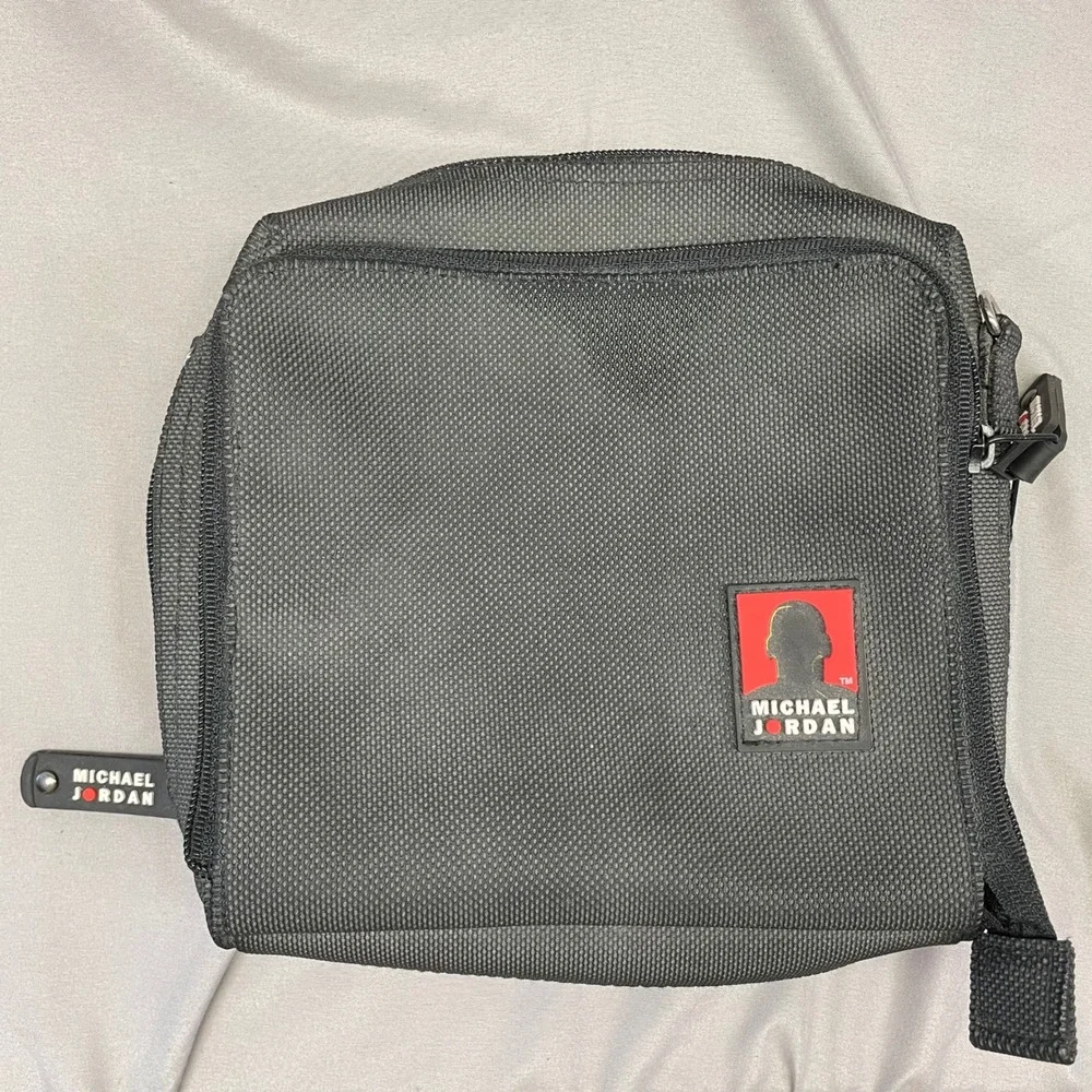 Michael Jordan Black Ballistic Nylon Crossbody Travel Bag Utility Pouch Logo